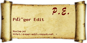 Páger Edit névjegykártya