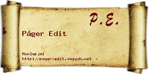 Páger Edit névjegykártya